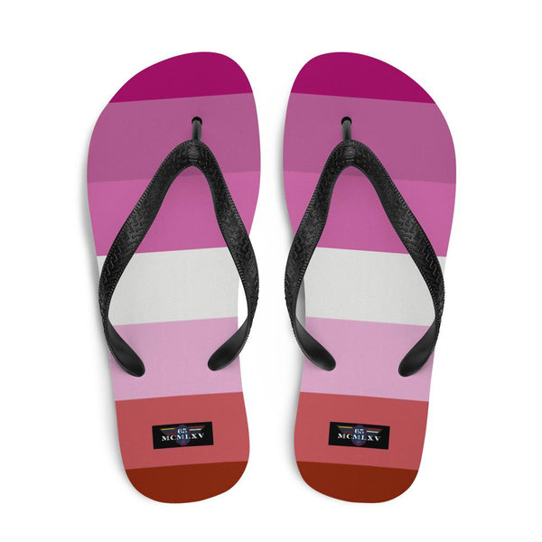 65 MCMLXV Women's LGBT Lesbian Pride Flag Print Flip - Flops - 65mcmlxv