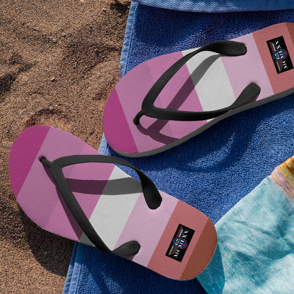 65 MCMLXV Women's LGBT Lesbian Pride Flag Print Flip - Flops - 65mcmlxv
