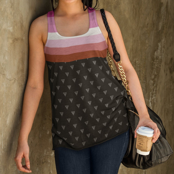 65 MCMLXV Women's LGBT Lesbian Pride Flag Print Racerback Tank Top - 65mcmlxv