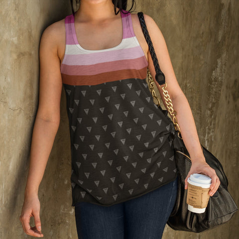 65 MCMLXV Women's LGBT Lesbian Pride Flag Print Racerback Tank Top - 65mcmlxv
