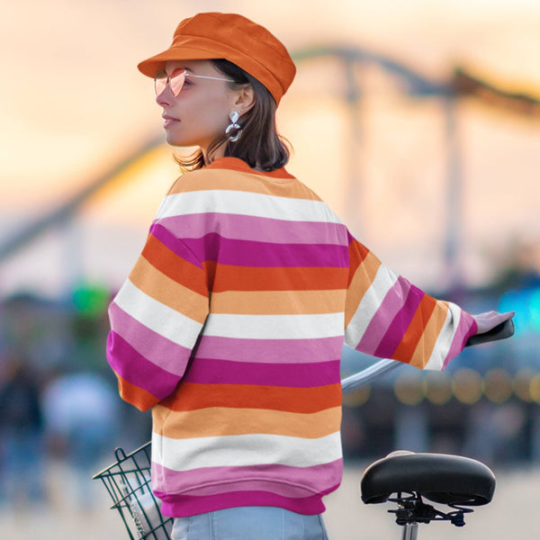65 MCMLXV Women's LGBT Lesbian Pride Sunset Flag Performance Sweatshirt Jumper - 65mcmlxv