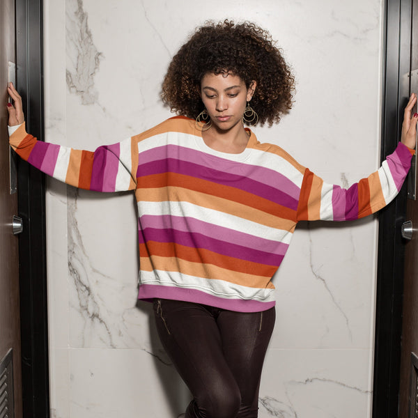 65 MCMLXV Women's LGBT Lesbian Pride Sunset Flag Performance Sweatshirt Jumper - 65mcmlxv