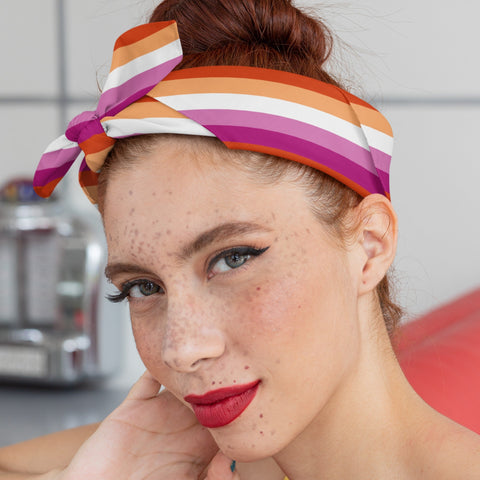 65 MCMLXV Women's LGBT Lesbian Pride Sunset Flag Print Bandana - 65mcmlxv