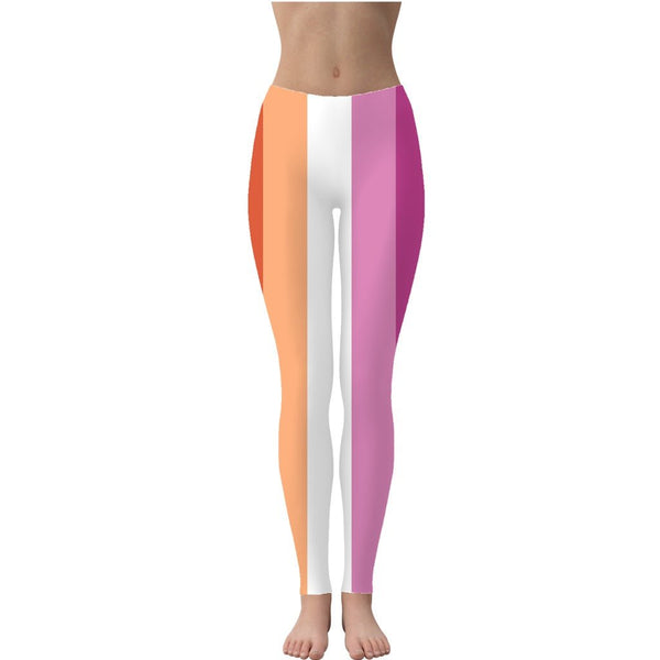 65 MCMLXV Women's LGBT Lesbian Pride Sunset Flag Print Leggings - 65mcmlxv