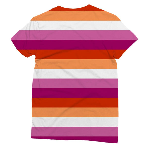 65 MCMLXV Women's LGBT Lesbian Pride Sunset Flag Print T-Shirt - 65mcmlxv