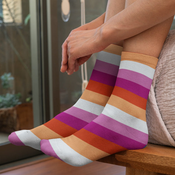 65 MCMLXV Women's LGBT Lesbian Pride Sunset Flag Print Tube Sock - 65mcmlxv