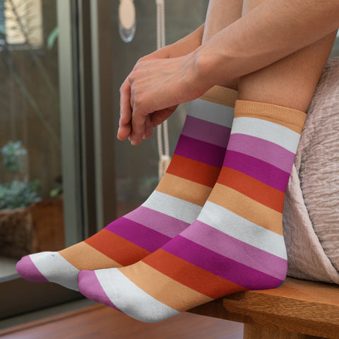 65 MCMLXV Women's LGBT Lesbian Pride Sunset Flag Print Tube Sock - 65mcmlxv