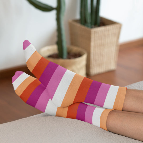 65 MCMLXV Women's LGBT Lesbian Pride Sunset Flag Print Tube Sock - 65mcmlxv