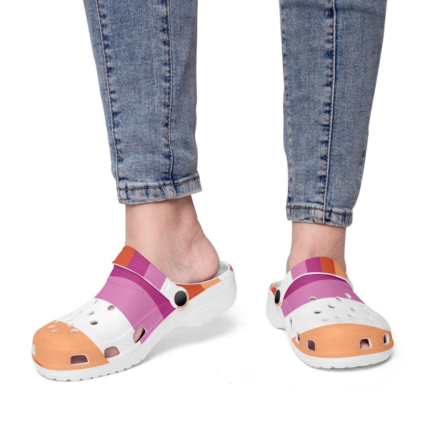 65 MCMLXV Women's LGBT Lesbian Pride Sunset Flag Printed Clogs - 65mcmlxv