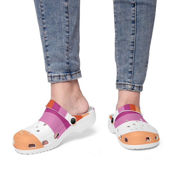 65 MCMLXV Women's LGBT Lesbian Pride Sunset Flag Printed Clogs - 65mcmlxv