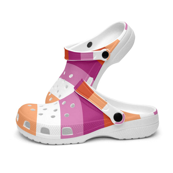 65 MCMLXV Women's LGBT Lesbian Pride Sunset Flag Printed Clogs - 65mcmlxv