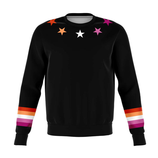 65 MCMLXV Women's LGBT Lesbian Pride Sunset Flag Stars Print Sweatshirt - 65mcmlxv