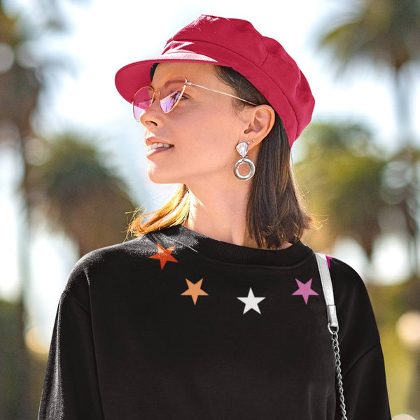 65 MCMLXV Women's LGBT Lesbian Pride Sunset Flag Stars Print Sweatshirt - 65mcmlxv