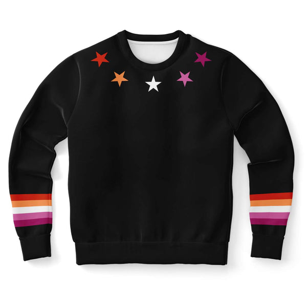 65 MCMLXV Women's LGBT Lesbian Pride Sunset Flag Stars Print Sweatshirt - 65mcmlxv