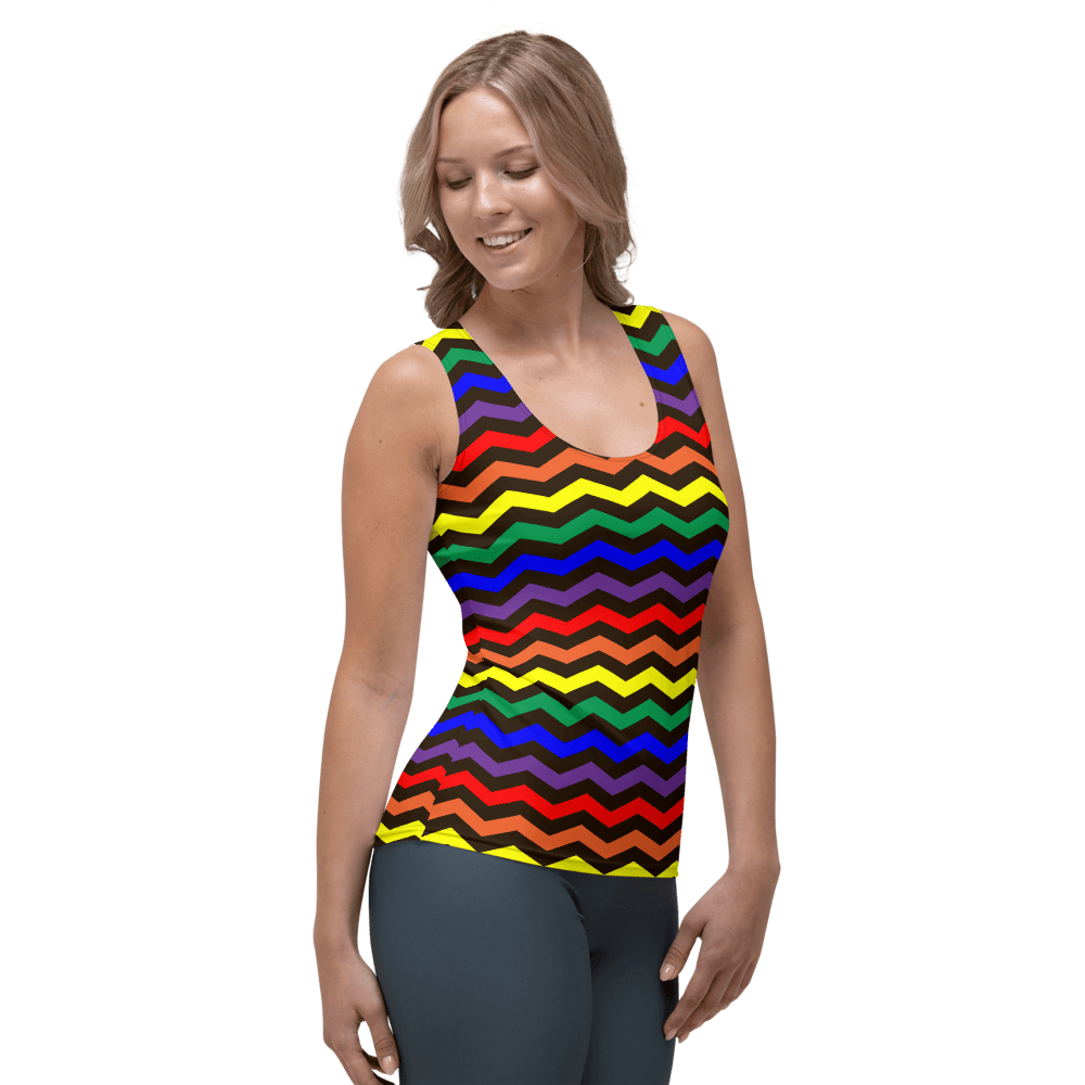 65 MCMLXV Women's LGBT Pride Rainbow Chevron Print Tank Top - 65mcmlxv