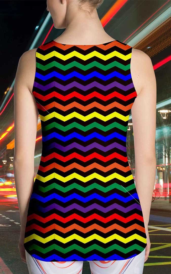 65 MCMLXV Women's LGBT Pride Rainbow Chevron Print Tank Top - 65mcmlxv
