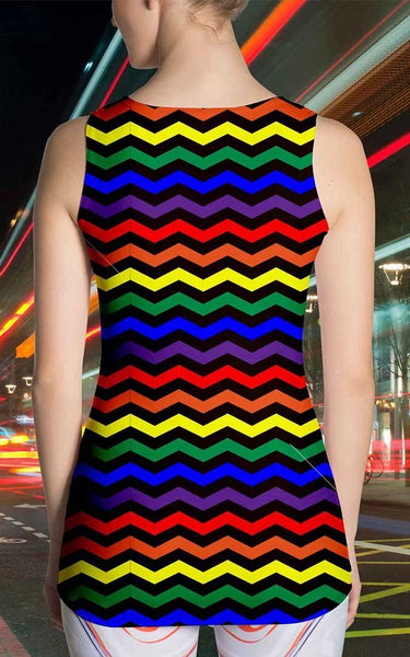 65 MCMLXV Women's LGBT Pride Rainbow Chevron Print Tank Top - 65mcmlxv