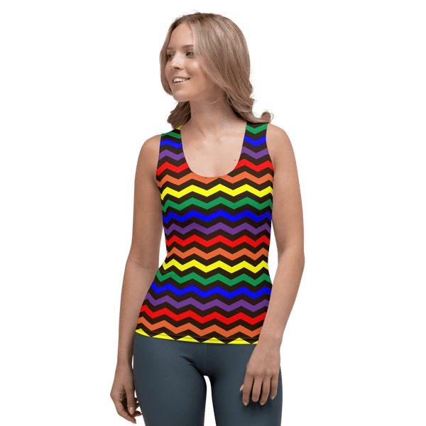 65 MCMLXV Women's LGBT Pride Rainbow Chevron Print Tank Top - 65mcmlxv