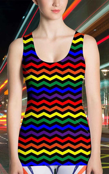65 MCMLXV Women's LGBT Pride Rainbow Chevron Print Tank Top - 65mcmlxv