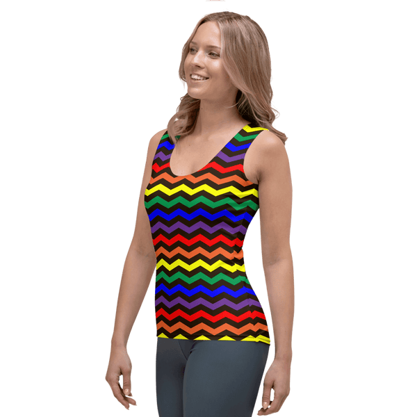 65 MCMLXV Women's LGBT Pride Rainbow Chevron Print Tank Top - 65mcmlxv