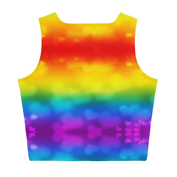 65 MCMLXV Women's LGBT Pride Rainbow Hearts Print Crop Top - 65mcmlxv