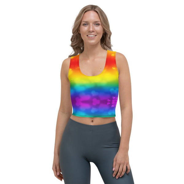 65 MCMLXV Women's LGBT Pride Rainbow Hearts Print Crop Top - 65mcmlxv
