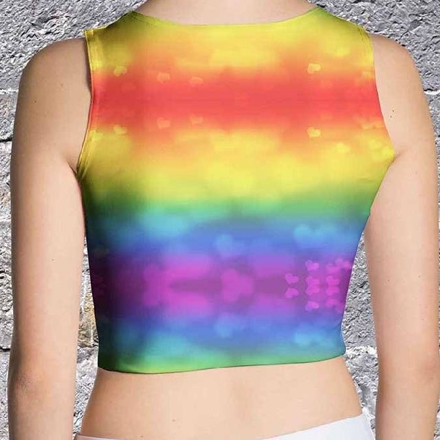 65 MCMLXV Women's LGBT Pride Rainbow Hearts Print Crop Top - 65mcmlxv