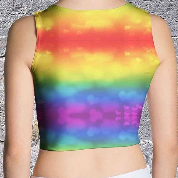 65 MCMLXV Women's LGBT Pride Rainbow Hearts Print Crop Top - 65mcmlxv