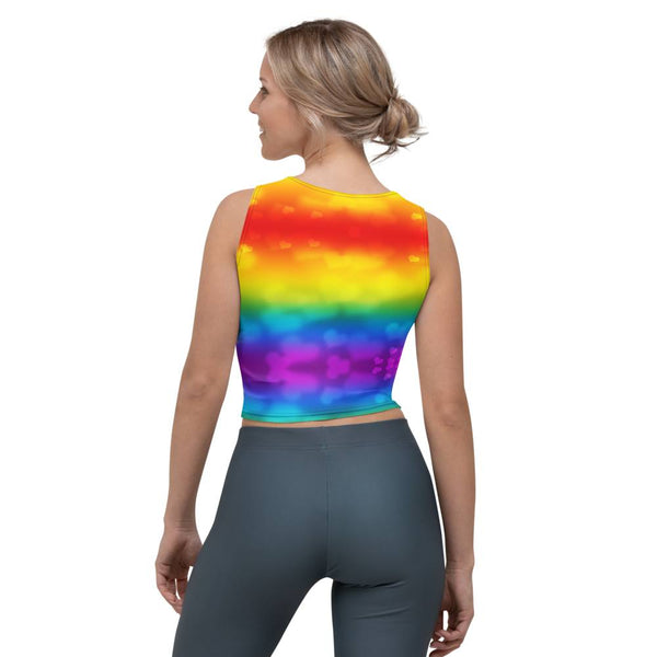 65 MCMLXV Women's LGBT Pride Rainbow Hearts Print Crop Top - 65mcmlxv