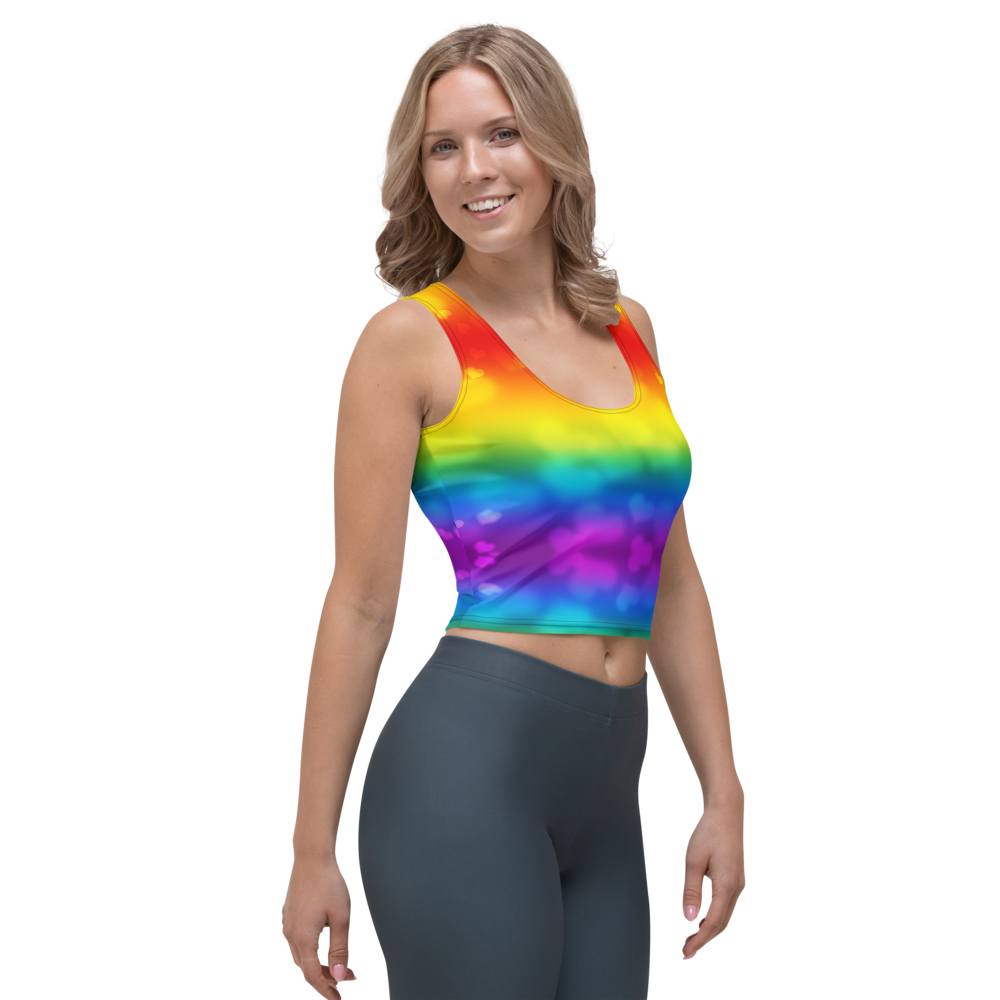 65 MCMLXV Women's LGBT Pride Rainbow Hearts Print Crop Top - 65mcmlxv