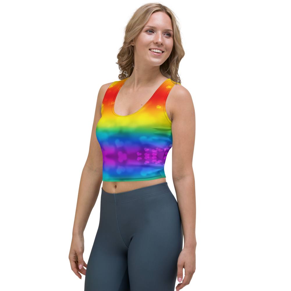 65 MCMLXV Women's LGBT Pride Rainbow Hearts Print Crop Top - 65mcmlxv