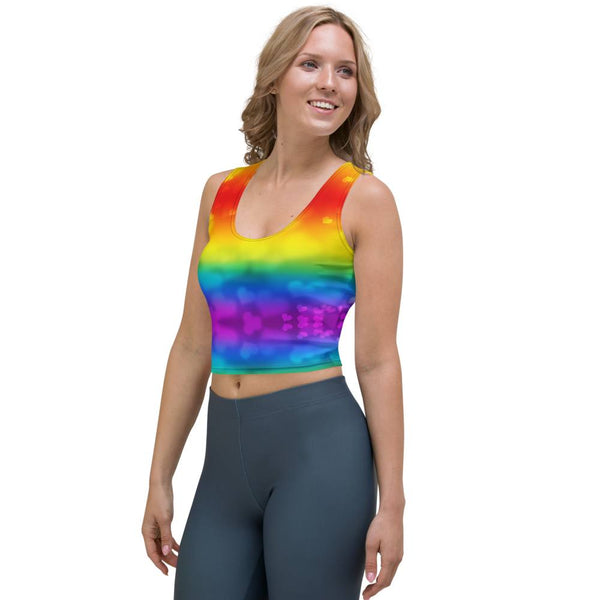 65 MCMLXV Women's LGBT Pride Rainbow Hearts Print Crop Top - 65mcmlxv