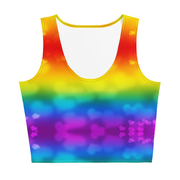 65 MCMLXV Women's LGBT Pride Rainbow Hearts Print Crop Top - 65mcmlxv
