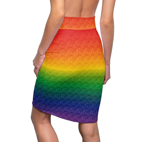 65 MCMLXV Women's LGBT Pride Rainbow Pixel Print Pencil Skirt - 65mcmlxv