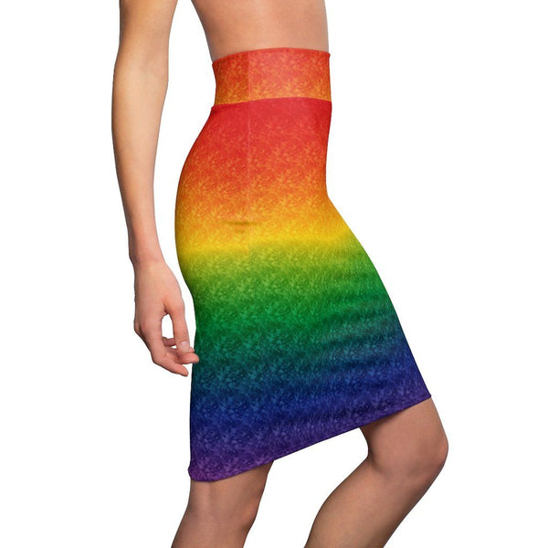 65 MCMLXV Women's LGBT Pride Rainbow Pixel Print Pencil Skirt - 65mcmlxv