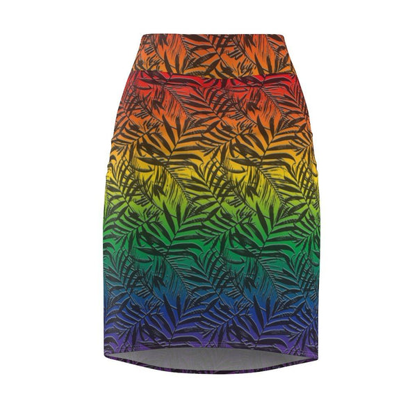 65 MCMLXV Women's LGBT Pride Rainbow Tropical Print Pencil Skirt - 65mcmlxv