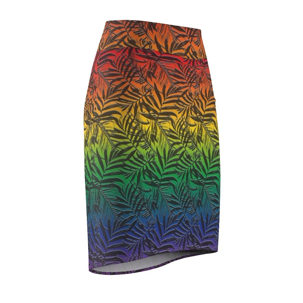 65 MCMLXV Women's LGBT Pride Rainbow Tropical Print Pencil Skirt - 65mcmlxv