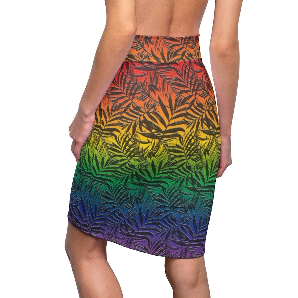 65 MCMLXV Women's LGBT Pride Rainbow Tropical Print Pencil Skirt - 65mcmlxv
