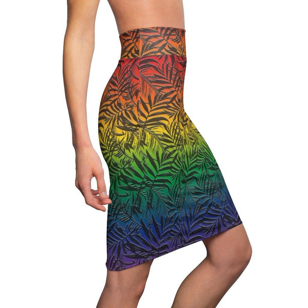 65 MCMLXV Women's LGBT Pride Rainbow Tropical Print Pencil Skirt - 65mcmlxv