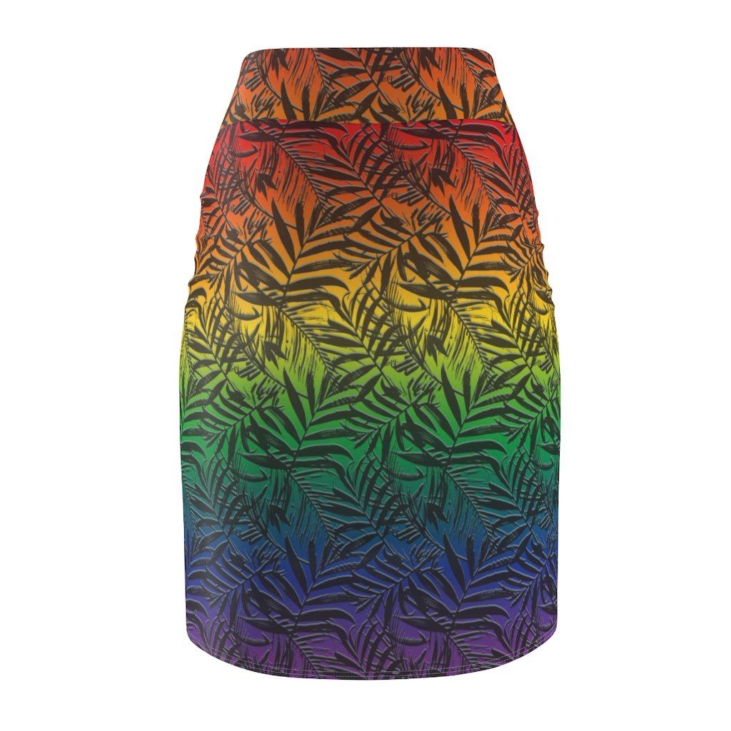 65 MCMLXV Women's LGBT Pride Rainbow Tropical Print Pencil Skirt - 65mcmlxv