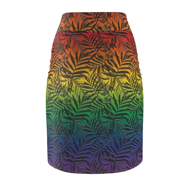 65 MCMLXV Women's LGBT Pride Rainbow Tropical Print Pencil Skirt - 65mcmlxv
