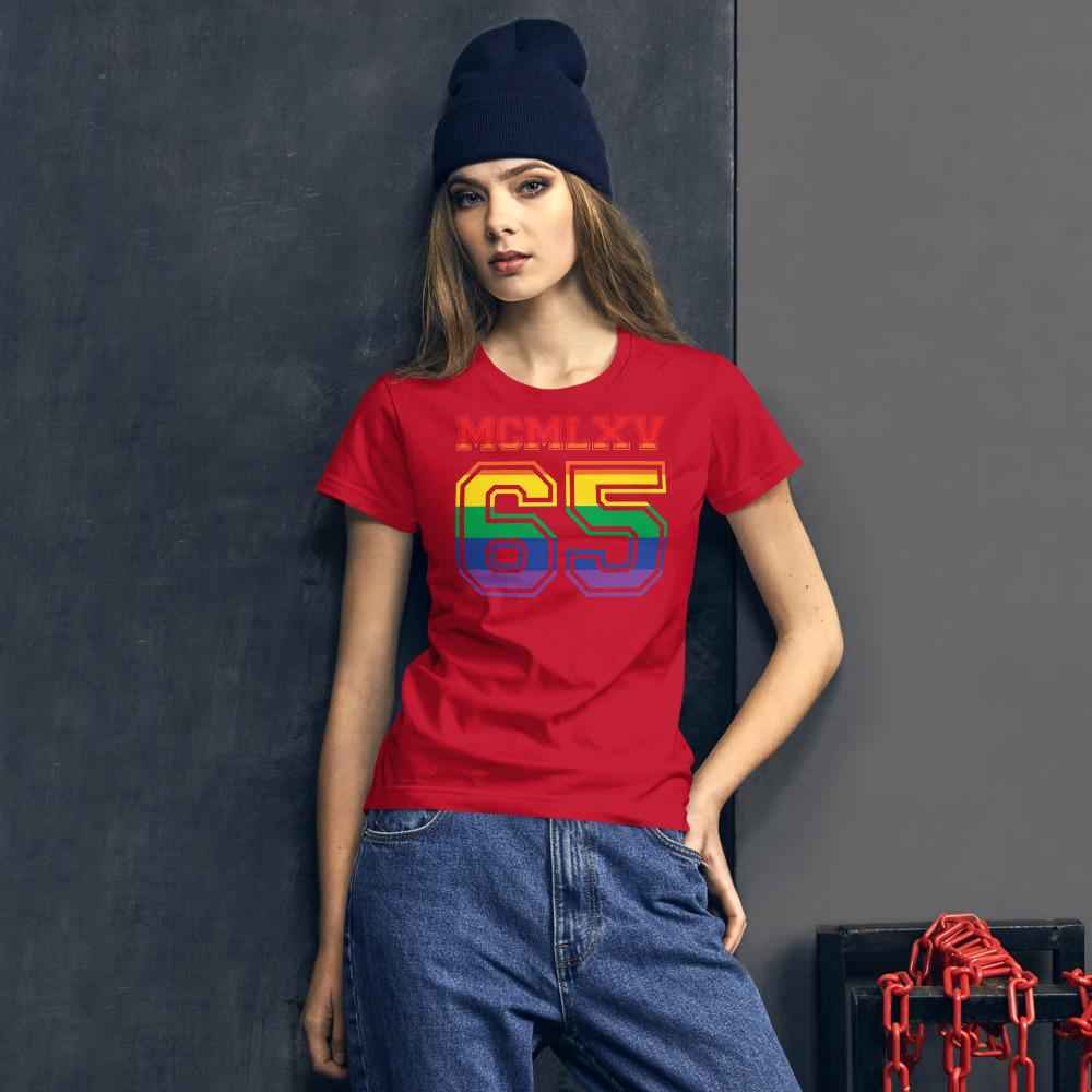 65 MCMLXV Women's LGBT Pride Varsity Logo Graphic T-Shirt