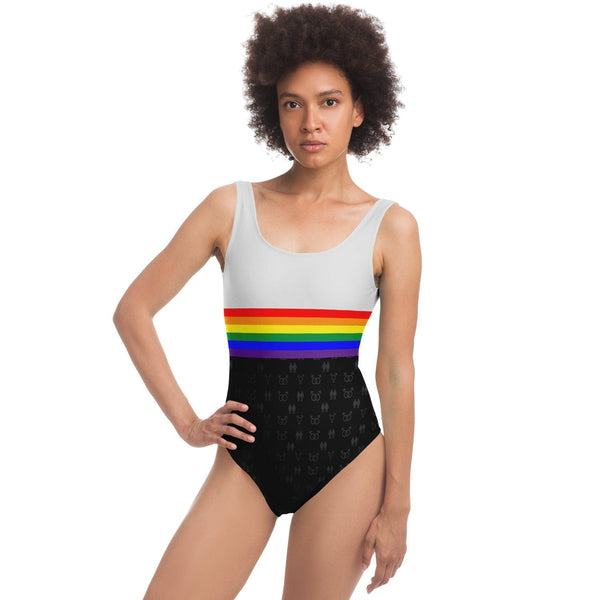 65 MCMLXV Women's LGBT Rainbow Flag Stripe Print 1 Piece Quick Dry UPF 50+ Swimsuit - 65mcmlxv