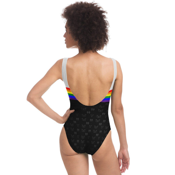 65 MCMLXV Women's LGBT Rainbow Flag Stripe Print 1 Piece Quick Dry UPF 50+ Swimsuit - 65mcmlxv