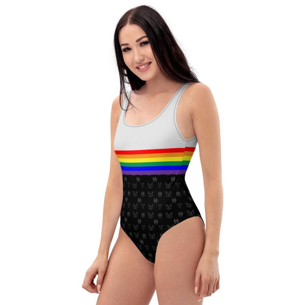 65 MCMLXV Women's LGBT Rainbow Flag Stripe Print 1 Piece Quick Dry UPF 50+ Swimsuit - 65mcmlxv