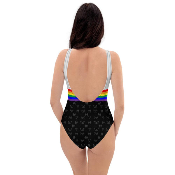 65 MCMLXV Women's LGBT Rainbow Flag Stripe Print 1 Piece Quick Dry UPF 50+ Swimsuit - 65mcmlxv