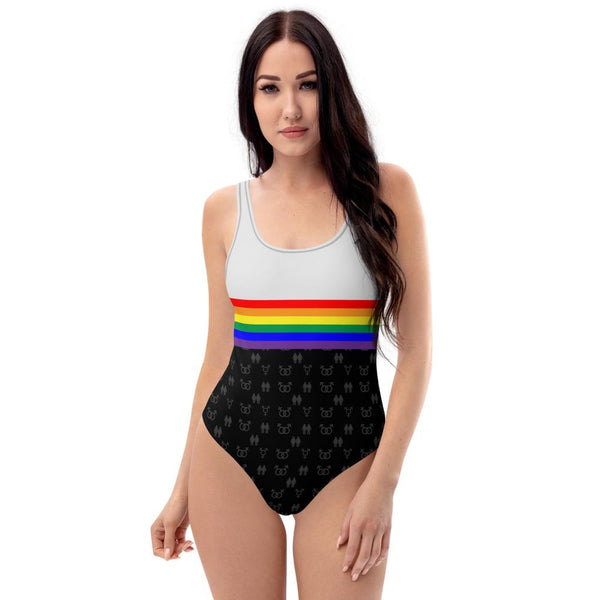 65 MCMLXV Women's LGBT Rainbow Flag Stripe Print 1 Piece Quick Dry UPF 50+ Swimsuit - 65mcmlxv