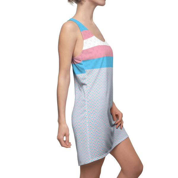 65 MCMLXV Women's LGBT Transgender Pride Flag Print Racerback Dress - 65mcmlxv
