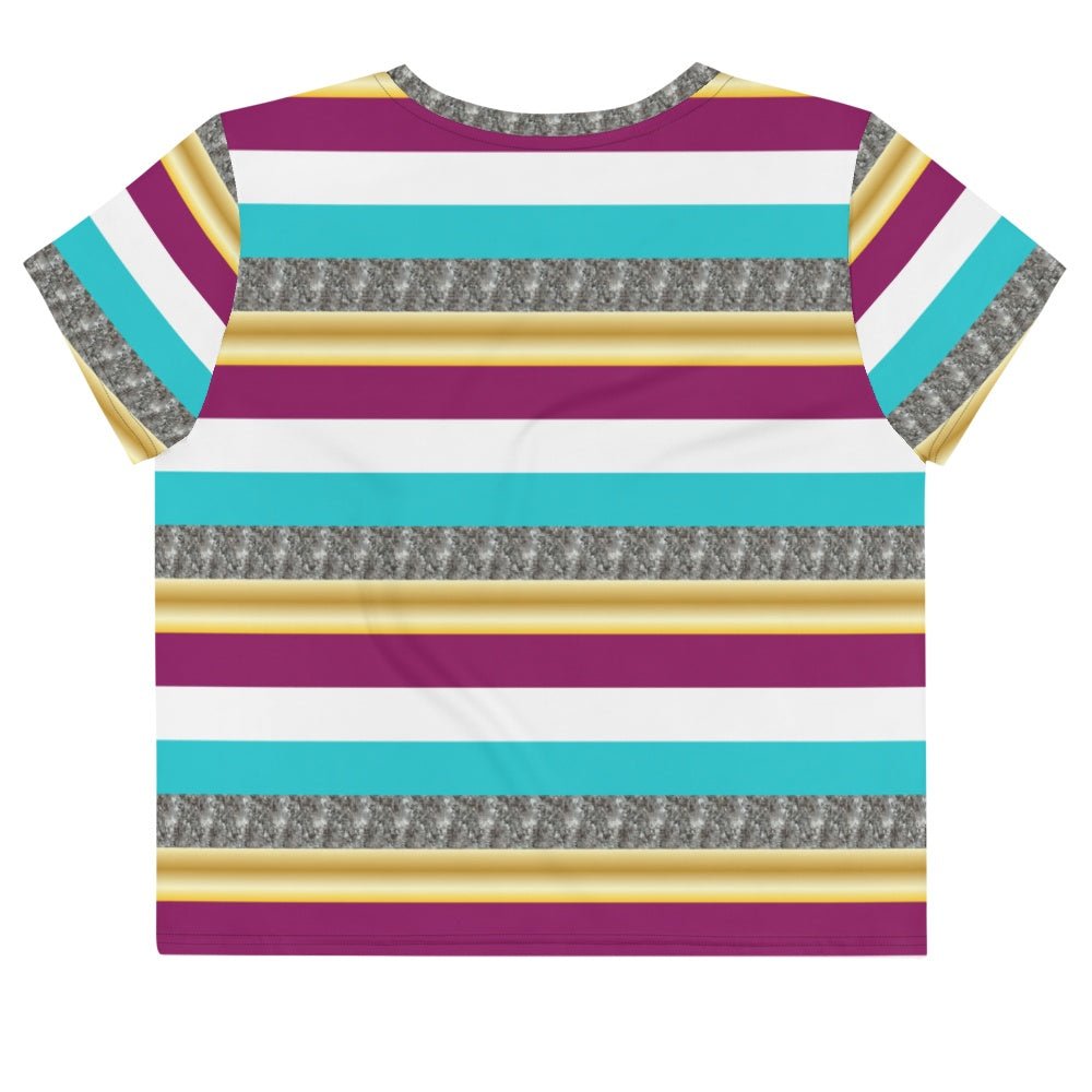 65 MCMLXV Women's Metallic Stripe Print Crop T-Shirt - 65mcmlxv