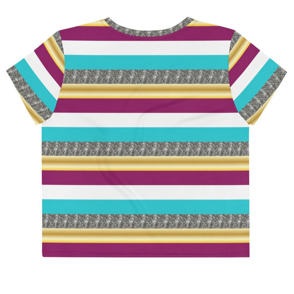 65 MCMLXV Women's Metallic Stripe Print Crop T-Shirt - 65mcmlxv